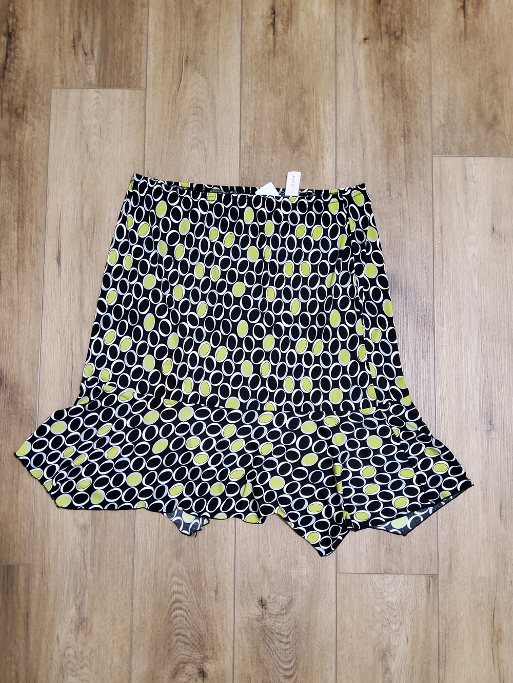90s Versaiiles Black Polka Dot Ruffle-Hem A-Line Skirt